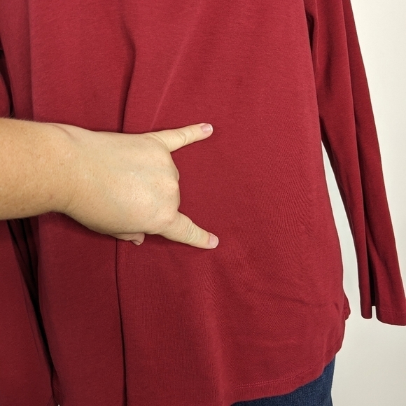 Eileen Fisher red long sleeve 100% organic cotton t-shirt L - Picture 2 of 8